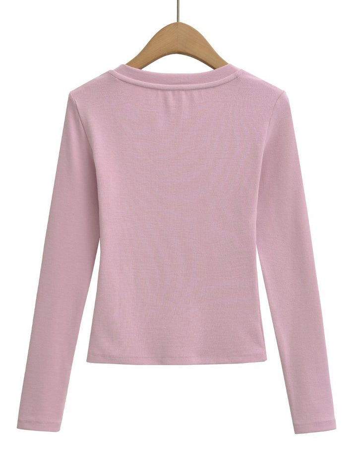 Damen Langarmshirt mit V-Ausschnitt und figurbetonendem Schnitt Drune