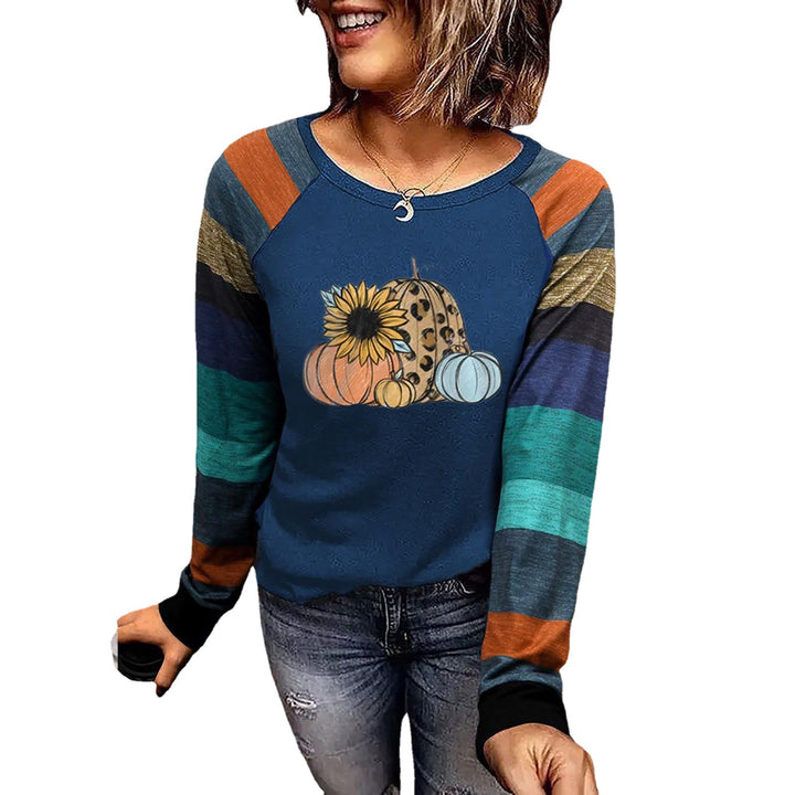Damen lässiger Longsleeve mit kreativem Druckdesign Drune