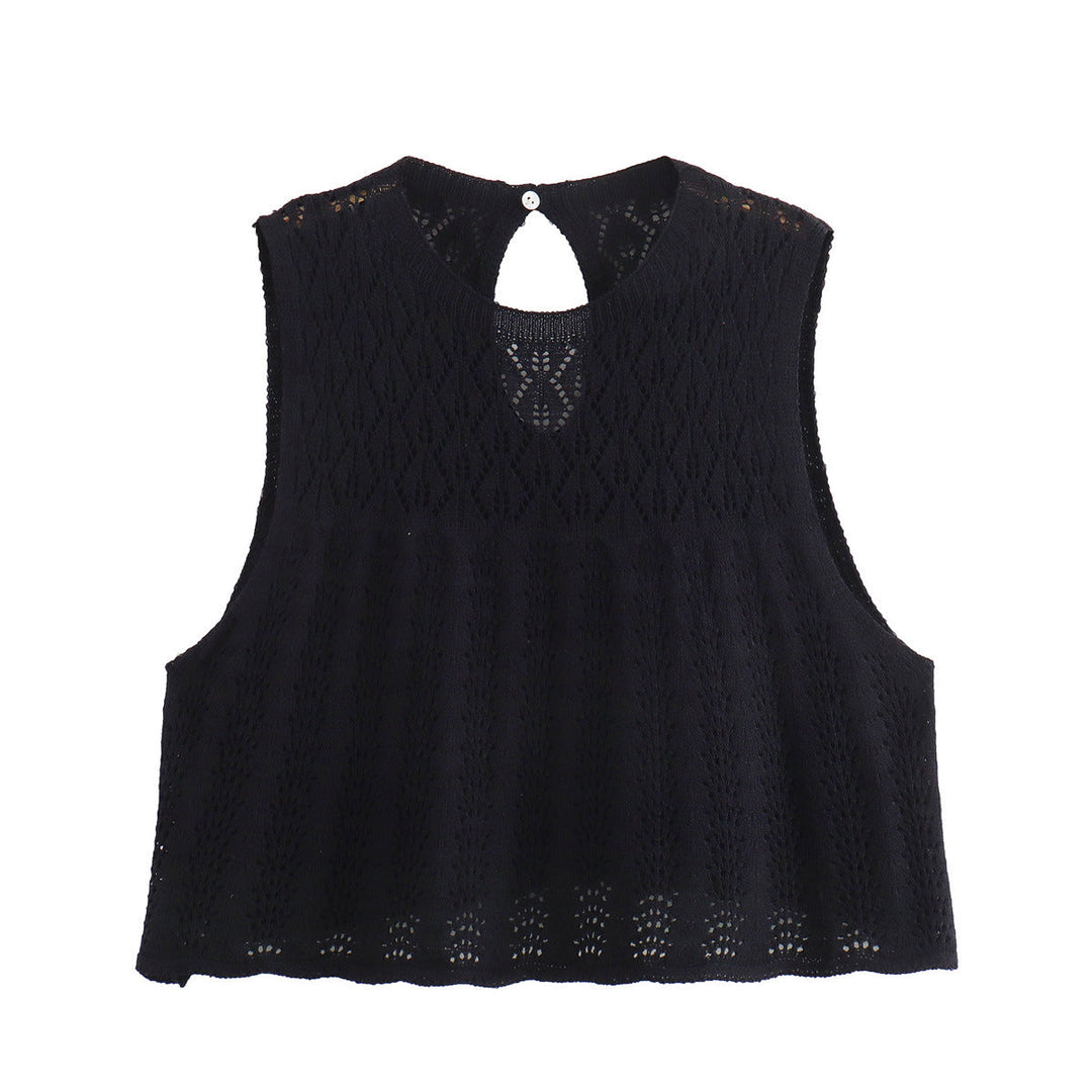 DruneMODE | Mode Lässig Strickweste Hohlschliff Top Strick Kurzer Rock Set