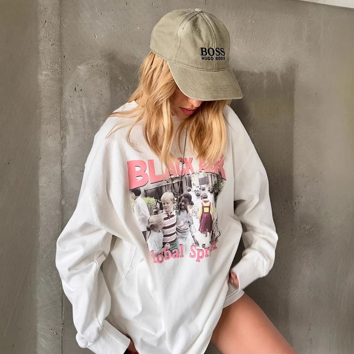 Damen stylisches Longsleeve mit kreativem Grafikdesign und lässigem Schnitt Drune