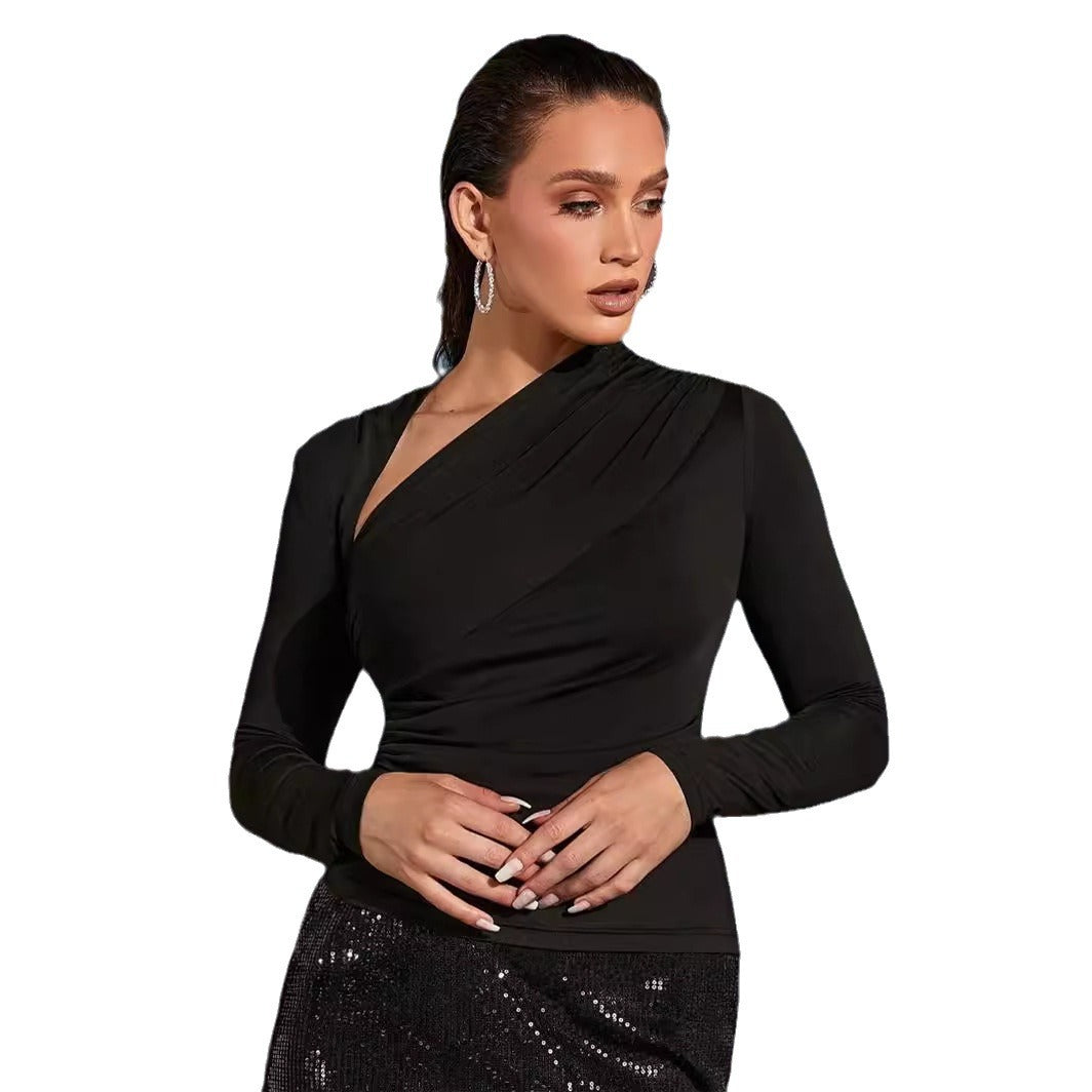 Damen Langarm-Bodysuit mit einzigartigem Wickeldesign Drune