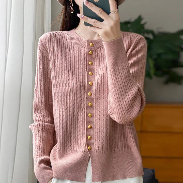 Damen Strickjacke mit goldenen Knöpfen Drune