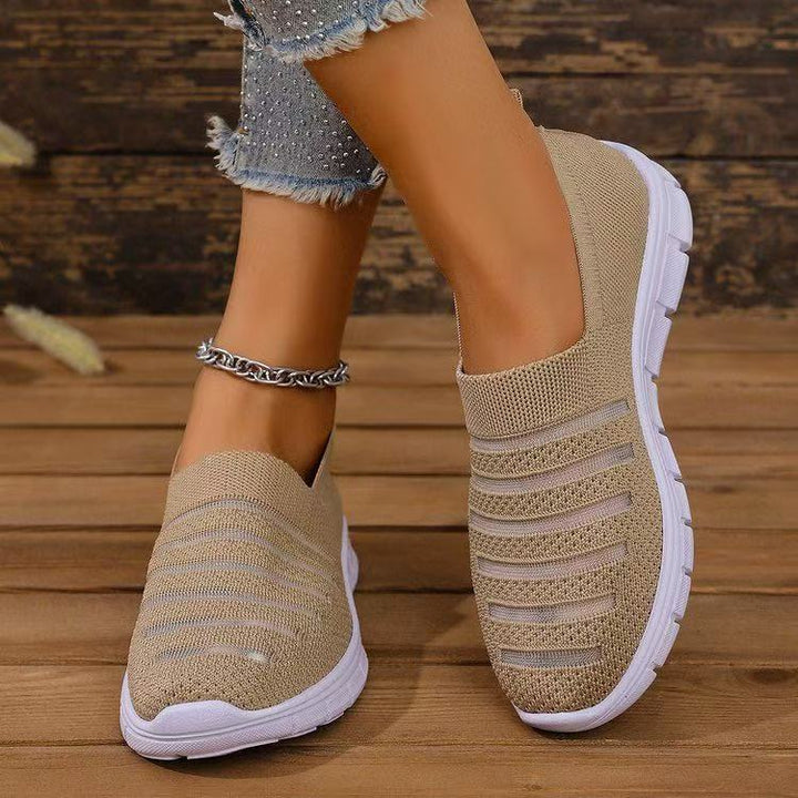 Damen nan gestrickte Slipper Sneaker mit elastischem Einstieg und leichter Komfortsohle Drune