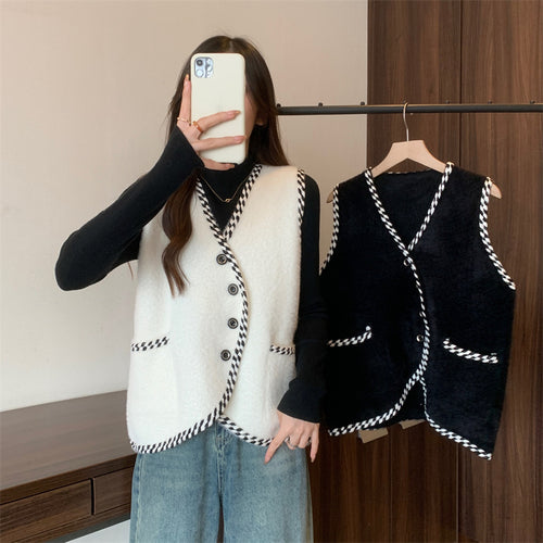 Damen Weste mit geflochtenen Akzenten und Knopfdetails Drune