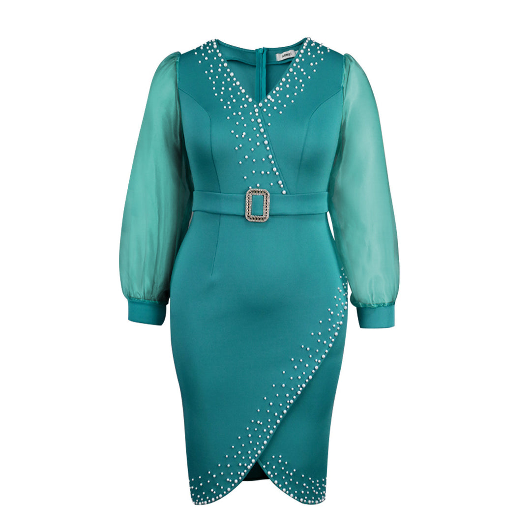Damen Abendkleid mit eleganten Puffärmeln und funkelnden Applikationen Drune