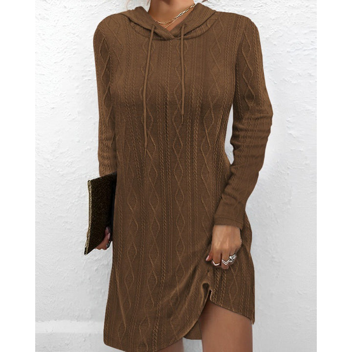 Damen Strickkleid mit Kapuze und strukturiertem Muster Drune