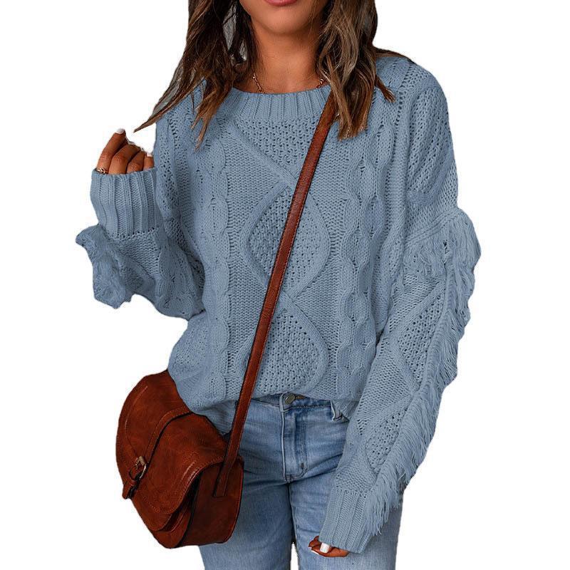 Damen Strickpullover mit voluminösen Armen und raffinierten Farbdetails Drune
