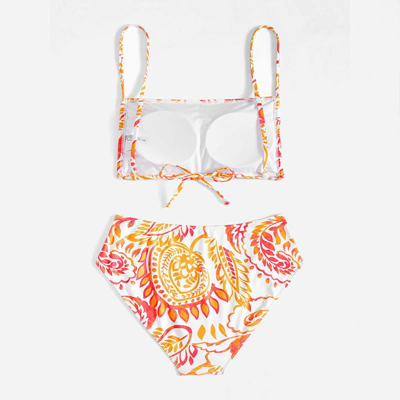 Damen Triangel-Bikini-Set mit verstellbaren Trägern und modischem Muster Drune