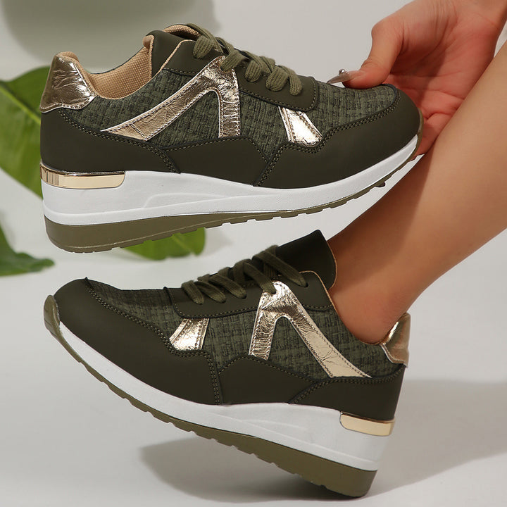 Damen sportlicher Keil-Sneaker mit gepolstertem Memory-Fußbett und eleganten Metallic-Akzenten Drune