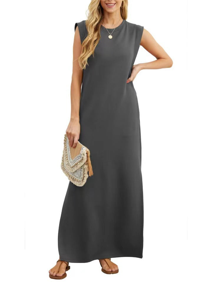 Damen Maxikleid mit modernen Schulterdetails und fließendem Schnitt Drune