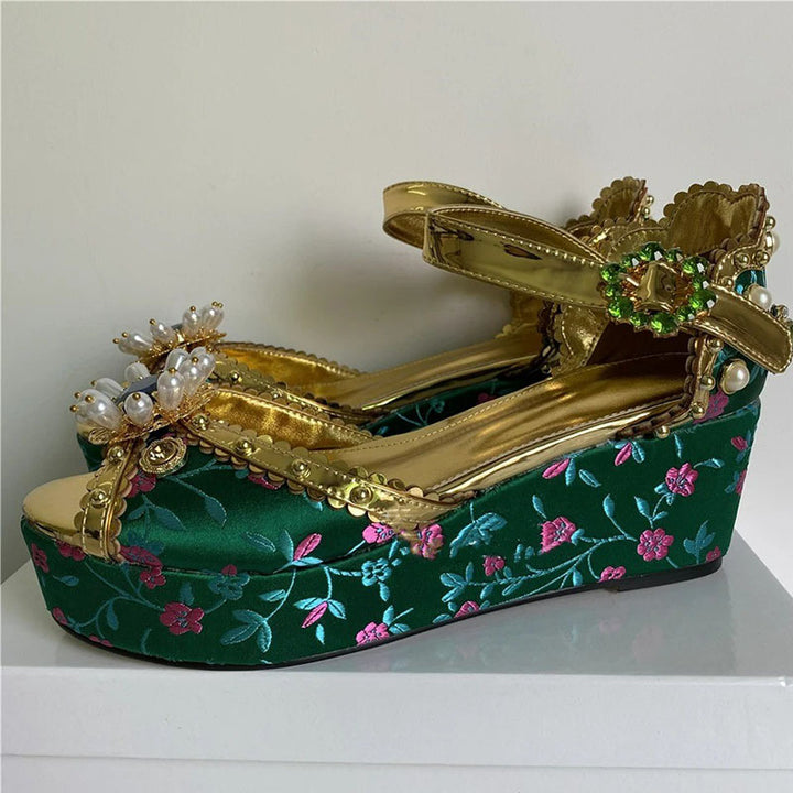Damen Verzierte Plattform Keil Sandalen Drune