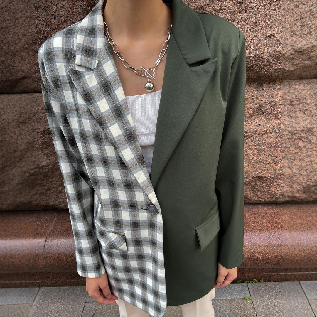 Damen Karierter Blazer mit weichem Schnitt Drune