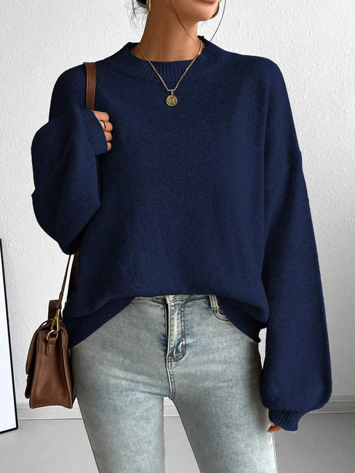 Damen lässiger Pullover mit modischen Ballonärmeln und strukturiertem Stoff Drune