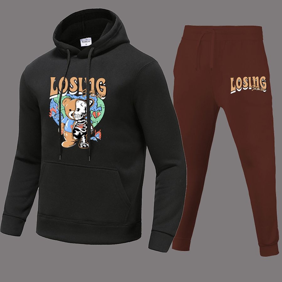 Damen Hoodie und Jogginghose Set mit kreativem Bärenmotiv und modernem Schnitt Drune