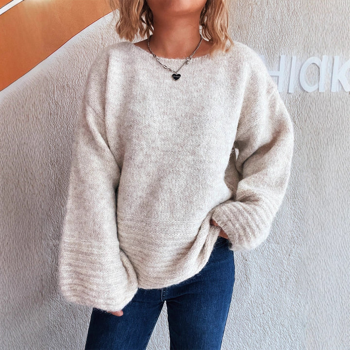 Damen gemütlicher Pullover mit oversized Schnitt und strukturierter Strickart Drune