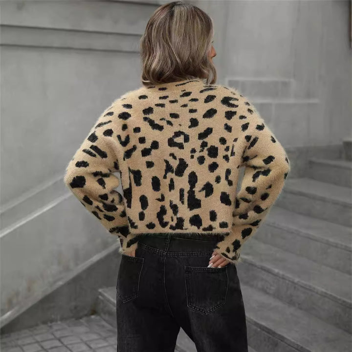 Damen Kuscheliger Leoparden-Pullover Drune