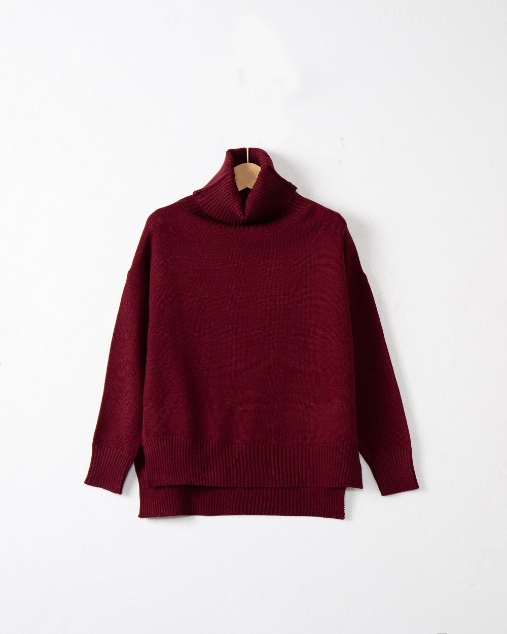 Damen gemütlicher Pullover mit Stehkragen und weitem Schnitt Drune