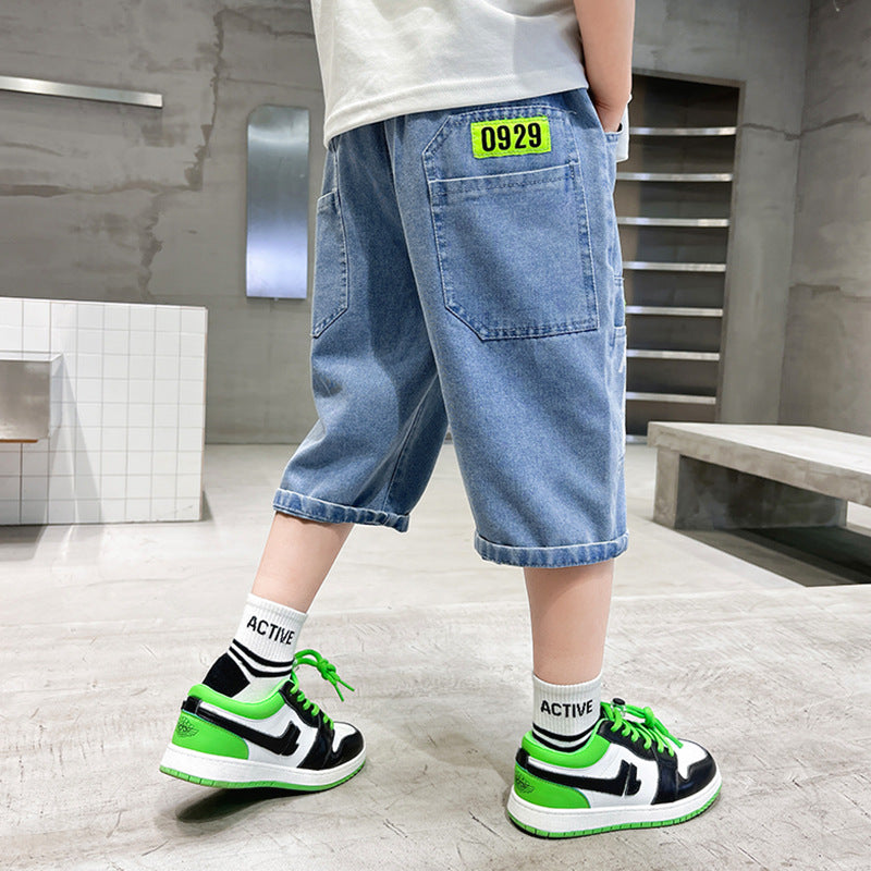 Jungen lässige Denim-Shorts mit grafischen Details Drune