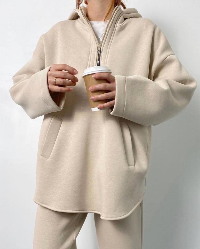 Damen lässiger Hoodie mit hochwertigem Reißverschluss und elastichem Bund Drune
