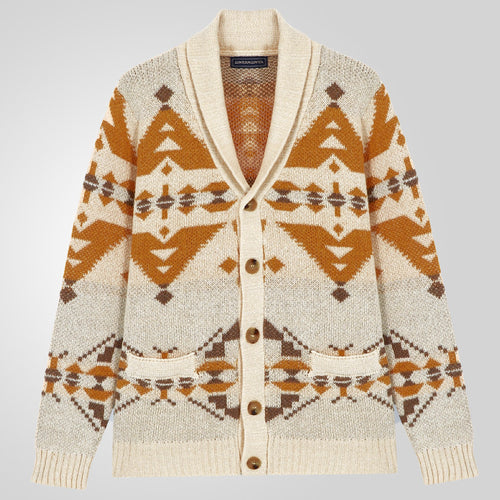 Herren Strickjacke mit geometrischem Muster und einem weichen, wärmenden Futter Drune