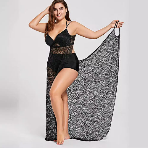 Damen eleganter durchsichtiger Spitzen-Strandüberwurf Drune