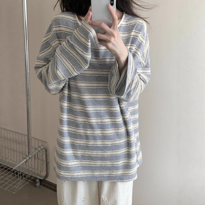 Damen lässiges Langarmshirt mit elegantem Lagenlook Drune