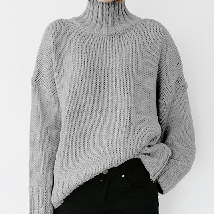 Damen Grobstrickpullover mit hohem Kragen und lässigem Schnitt Drune