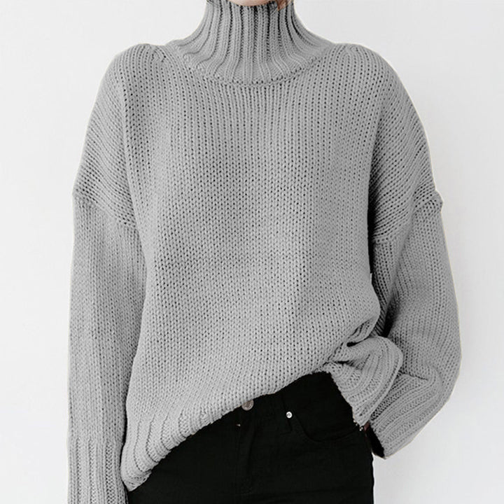 Damen Grobstrickpullover mit hohem Kragen und lässigem Schnitt Drune