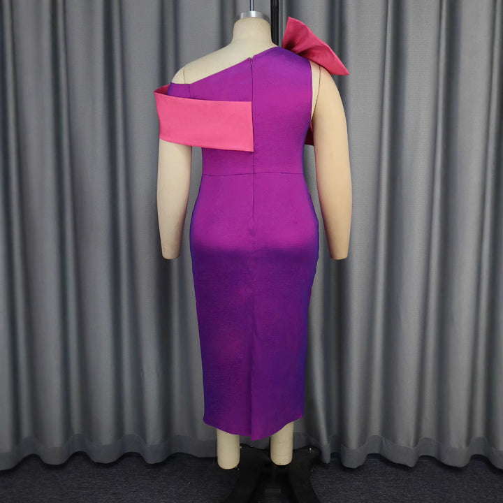 Damen elegantes Kleid mit asymmetrischem Rüschenakzent Drune