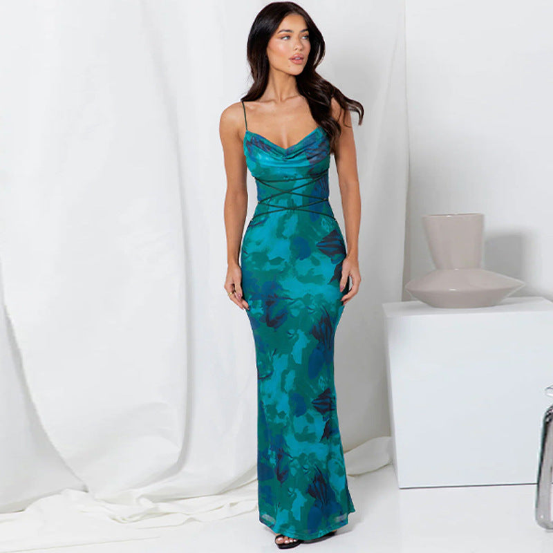 Damen Maxikleid mit eleganter Blumenmusterung Drune