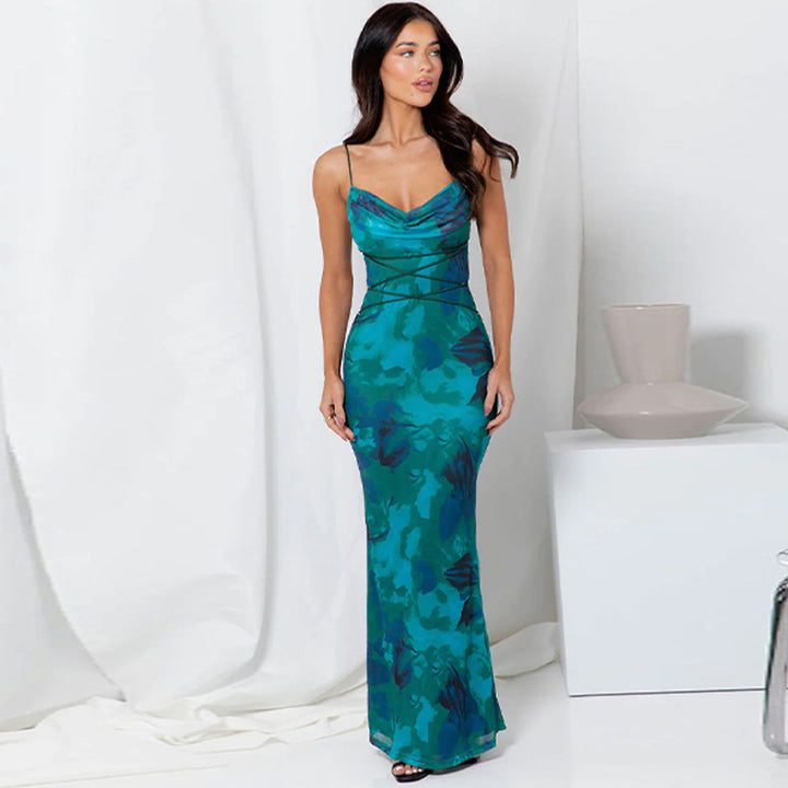 Damen Maxikleid mit eleganter Blumenmusterung Drune