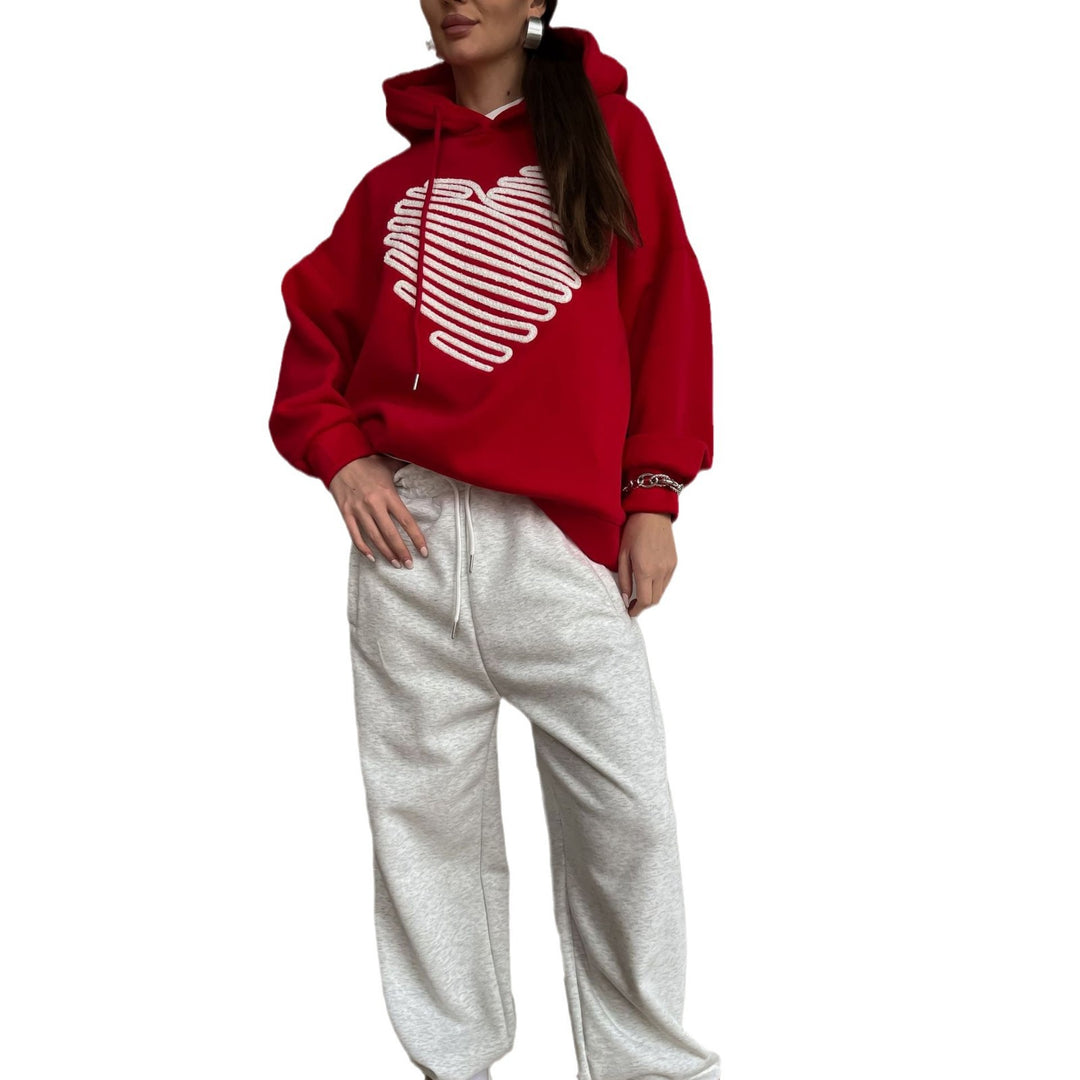 Damen Kapuzenpullover mit kreativem Herzdesign und lässigem Schnitt Drune