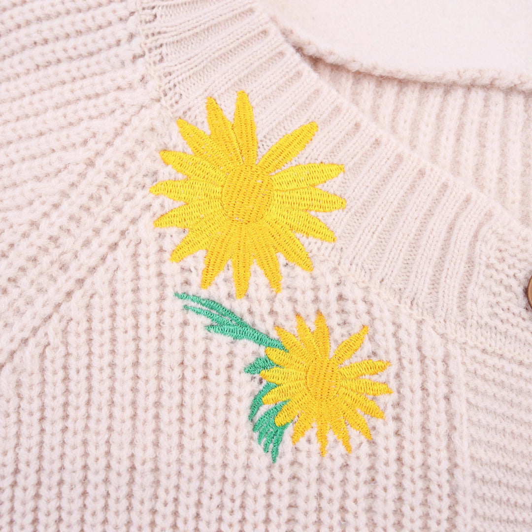 Damen Strickjacke mit Blumenstickerei Drune