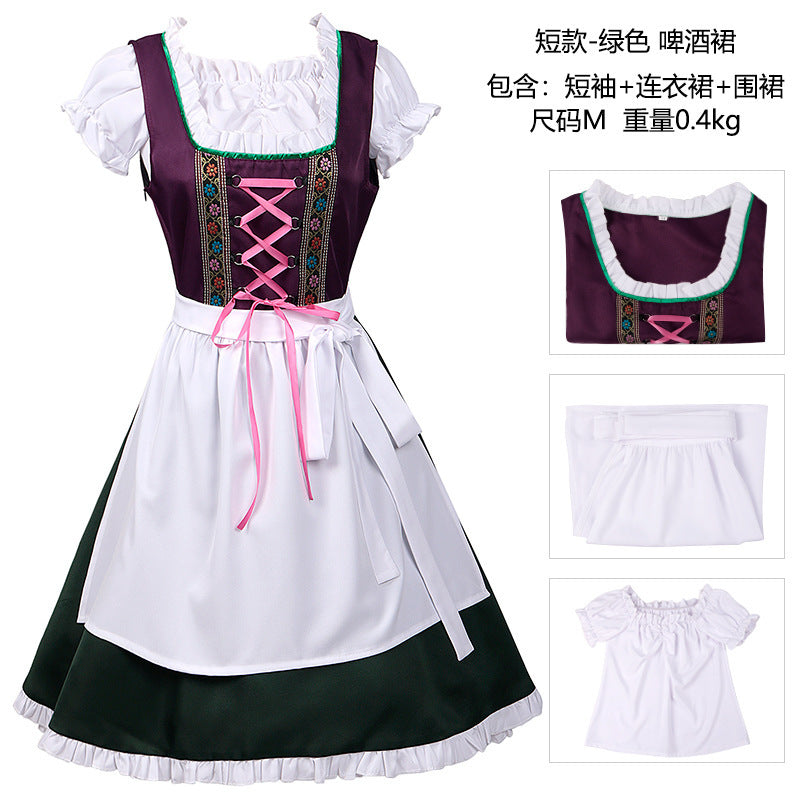 Damen nan traditionelles Dirndlkleid mit besticktem Mieder, geraffter Schürze und Carmenbluse Drune