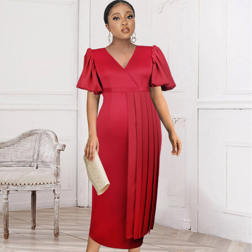 Damen Elegantes, figurbetontes Midi-Kleid mit plissierten Details Drune