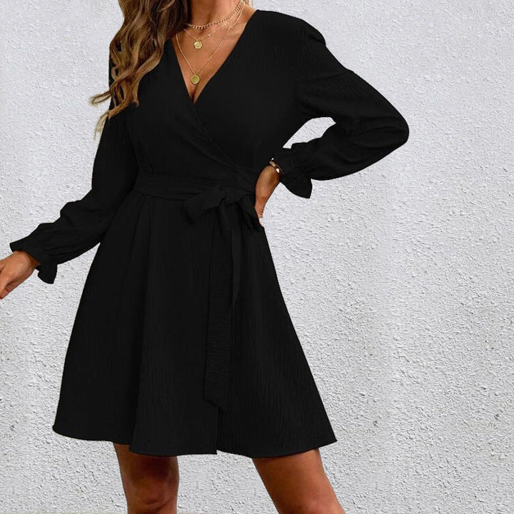 Drune | Schickes V-Ausschnitt Wickelkleid mit Schleife
