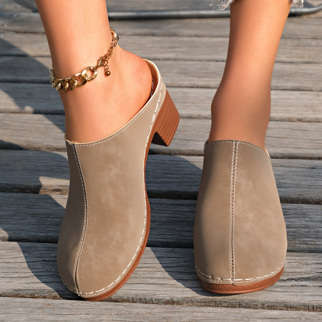 Damen Elegante Clogs aus hochwertigem Wildleder mit komfortablem Blockabsatz Drune