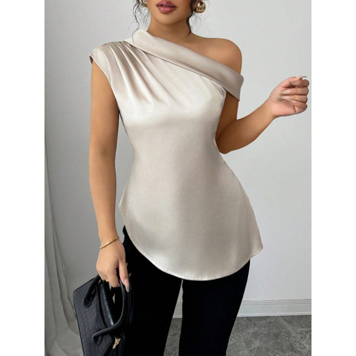 Damen charmantes asymmetrisches Oberteil mit Rüschendetails und einer Schulter Drune