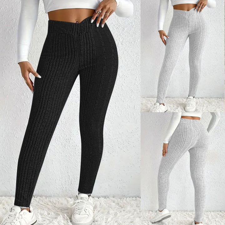 Damen Leggings im modernen Rippenstrickdesign Drune