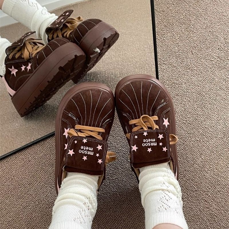 Damen Plateau-Sneaker mit verspielten Sternen- und Schleifendetails Drune