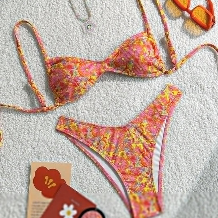 Damen Blumenmuster Bikini Drune