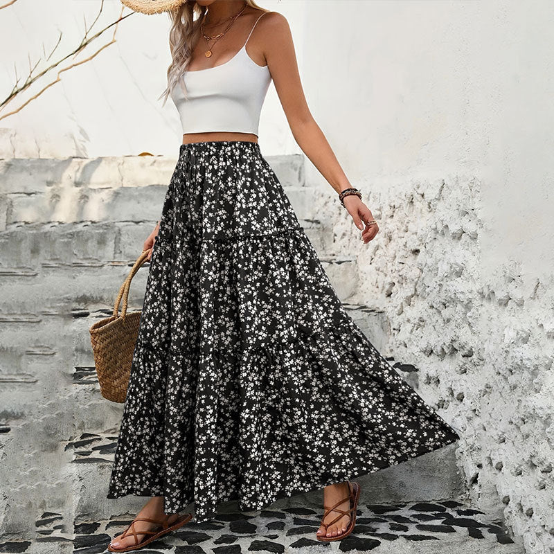 Damen Maxi Rock mit floralem Muster Drune