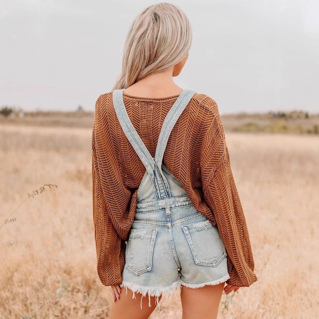 Damen Lässiger Strickpullover mit weit geschnittenen Ärmeln Drune
