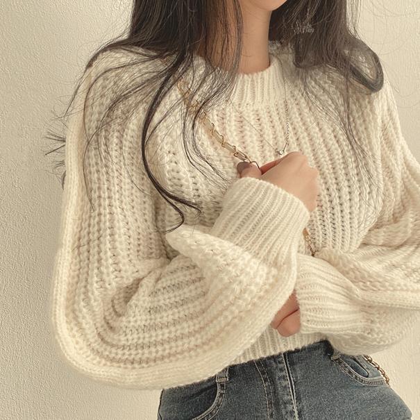 Damen Strickpullover mit weichem Material und modischem Rippenmuster Drune