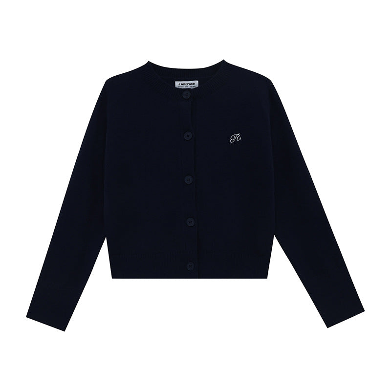 Damen Strickjacke mit feinem Rippenmuster und kontrastierenden Knopfdetails Drune