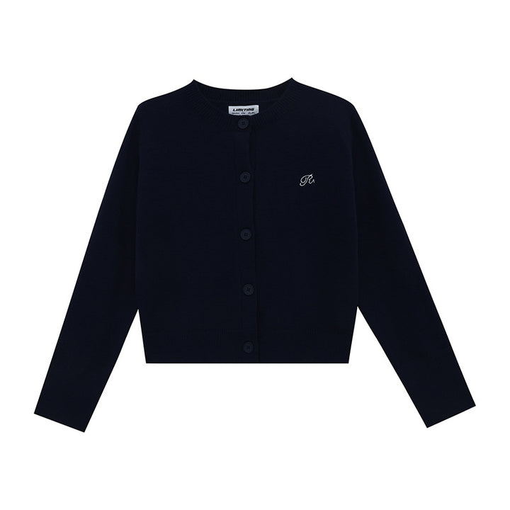 Damen Strickjacke mit feinem Rippenmuster und kontrastierenden Knopfdetails Drune
