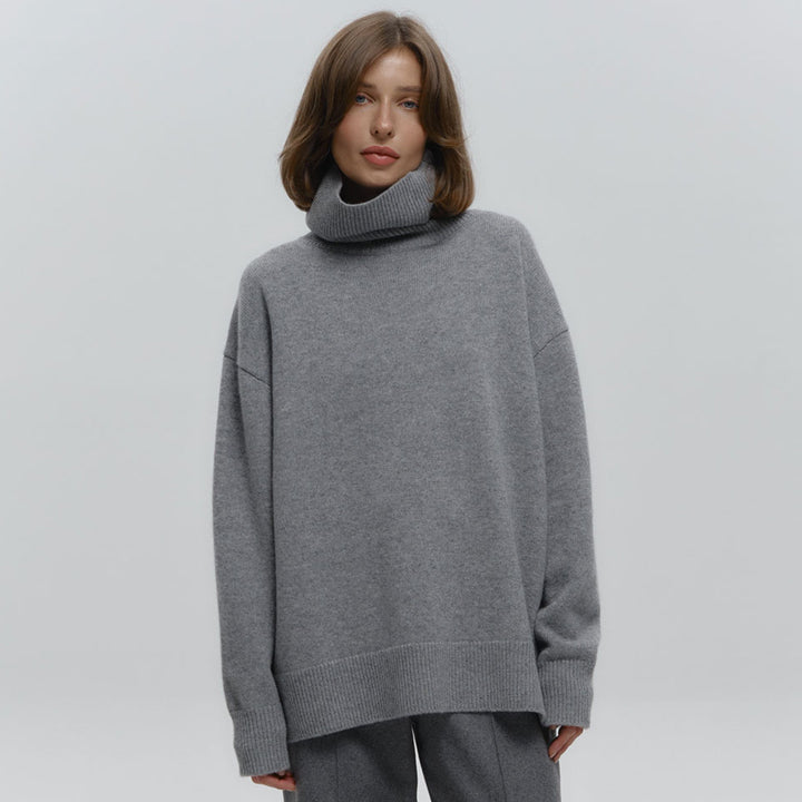 Damen Strickpullover mit hohem Kragen und lässigem Schnitt Drune