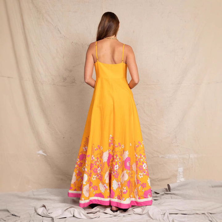 Damen Maxikleid mit floralem Design und eleganten Spaghettiträgern Drune