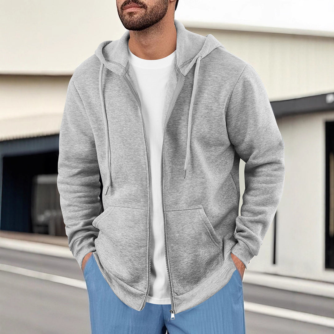 Herren lässige Kapuzenjacke mit atmungsaktivem Sweatstoff und praktischen Taschen Drune