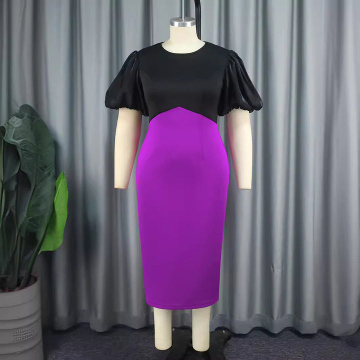 Damen Figurbetontes Kleid mit voluminösen Puffärmeln Drune